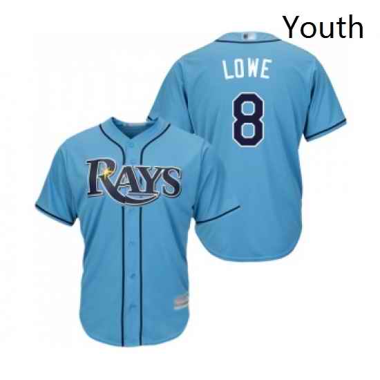 Youth Tampa Bay Rays 8 Brandon Lowe Replica Navy Blue Alternate Cool Base Baseball Jersey